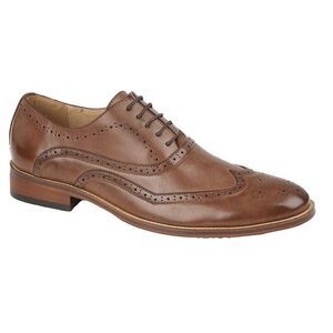 Goor Childrens Boys Brogued Wing Tip Smart Shoe / Brown